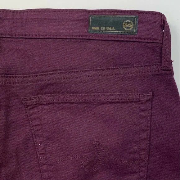 AG Adriano Goldschmied Women’s 27R The Stevie Ankle Slim Straight Jeans Burgundy - Picture 7 of 8